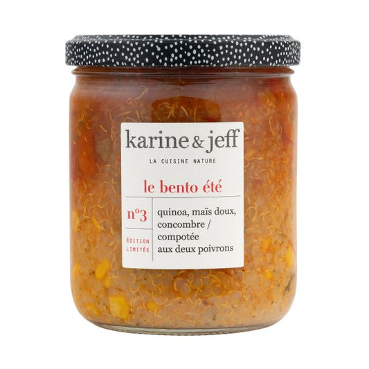 Bento collection eté - quinoa, maïs doux, concombre / compotée aux deux poivrons - 1